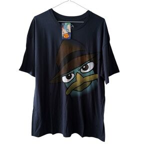 Disney Phineas and Ferb Adult T-Shirt Dark Blue Cartooncore Kidcore